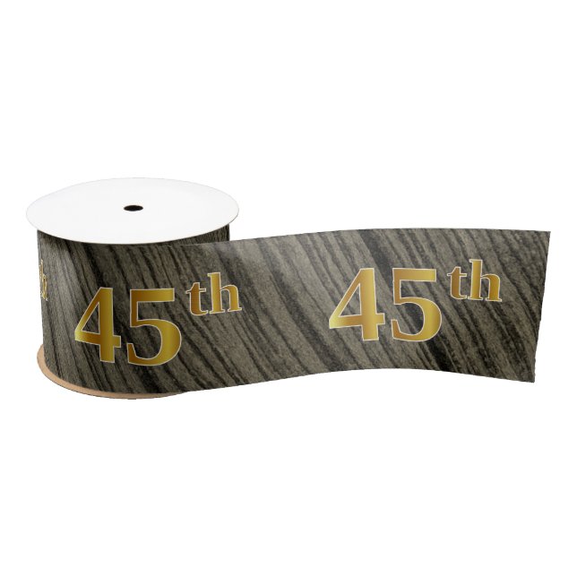 Faux/Imitation Gold "45th" Event Number (Rustic) Satin Ribbon (Spool)