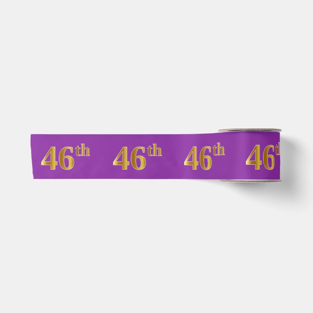Faux/Imitation Gold "46th" Event Number (Purple) Satin Ribbon (Front)