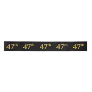 Faux/Imitation Gold "47th" Event Number (Black) Satin Ribbon