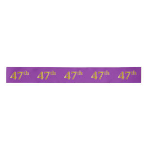 Faux/Imitation Gold "47th" Event Number (Purple) Satin Ribbon