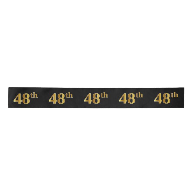 Faux/Imitation Gold "48th" Event Number (Black) Satin Ribbon (Front)