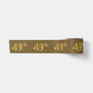 Faux/Imitation Gold "49th" Event Number (Brown) Satin Ribbon