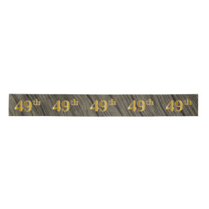 Faux/Imitation Gold "49th" Event Number (Rustic) Satin Ribbon