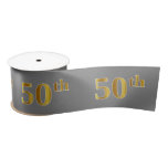 [ Thumbnail: Faux/Imitation Gold "50th" Event Number (Gray) Ribbon ]