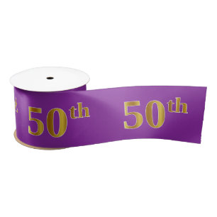Faux/Imitation Gold "50th" Event Number (Purple) Satin Ribbon