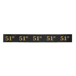 Faux/Imitation Gold "51st" Event Number (Black) Satin Ribbon