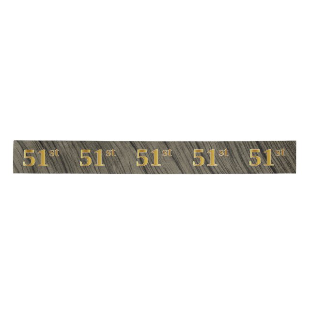 Faux/Imitation Gold "51st" Event Number (Rustic) Satin Ribbon (Front)