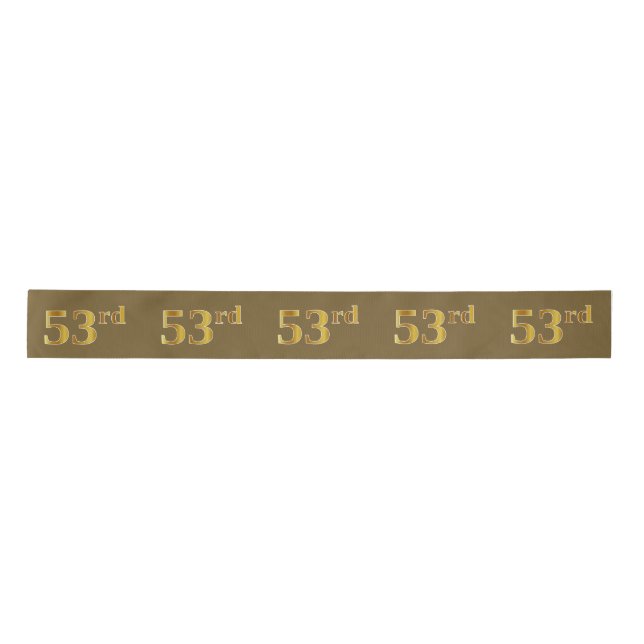 Faux/Imitation Gold "53rd" Event Number (Brown) Satin Ribbon (Front)