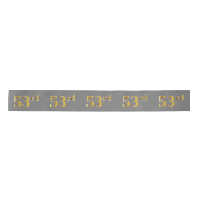 Faux/Imitation Gold "53rd" Event Number (Gray) Satin Ribbon (Front)