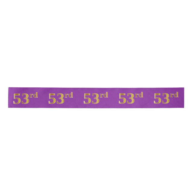 Faux/Imitation Gold "53rd" Event Number (Purple) Satin Ribbon (Front)