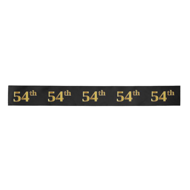 Faux/Imitation Gold "54th" Event Number (Black) Satin Ribbon (Front)