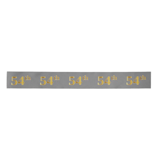 Faux/Imitation Gold "54th" Event Number (Gray) Satin Ribbon (Front)