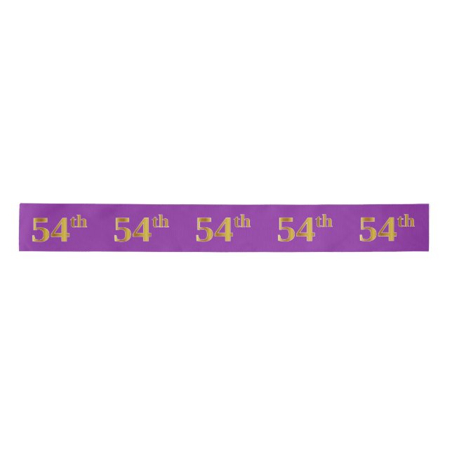 Faux/Imitation Gold "54th" Event Number (Purple) Satin Ribbon (Front)