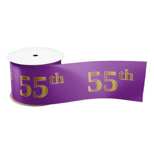 FauxImitation Gold 55th Event Number Purple Satin Ribbon