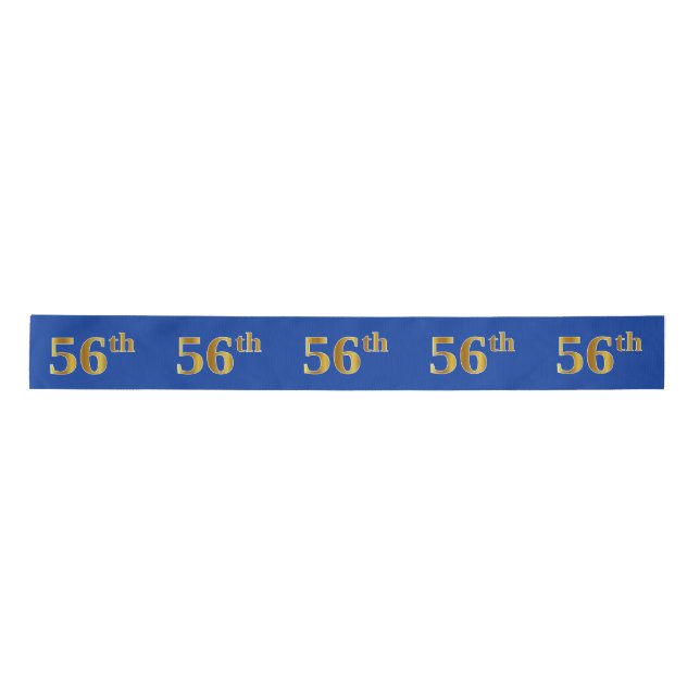 Faux/Imitation Gold "56th" Event Number (Blue) Satin Ribbon (Front)