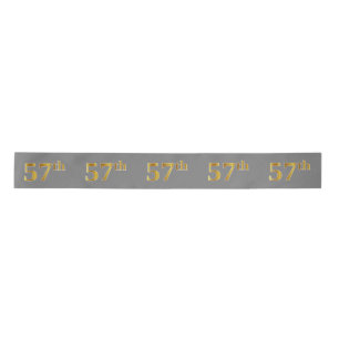 Faux/Imitation Gold "57th" Event Number (Gray) Satin Ribbon