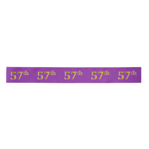 Faux/Imitation Gold "57th" Event Number (Purple) Satin Ribbon