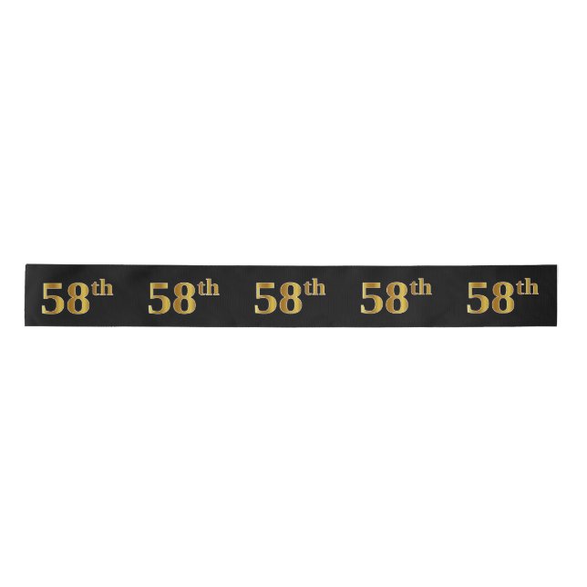 Faux/Imitation Gold "58th" Event Number (Black) Satin Ribbon (Front)