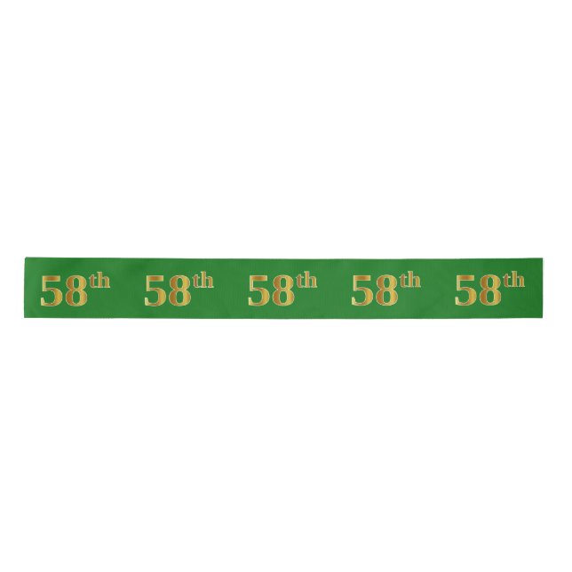 Faux/Imitation Gold "58th" Event Number (Green) Satin Ribbon (Front)