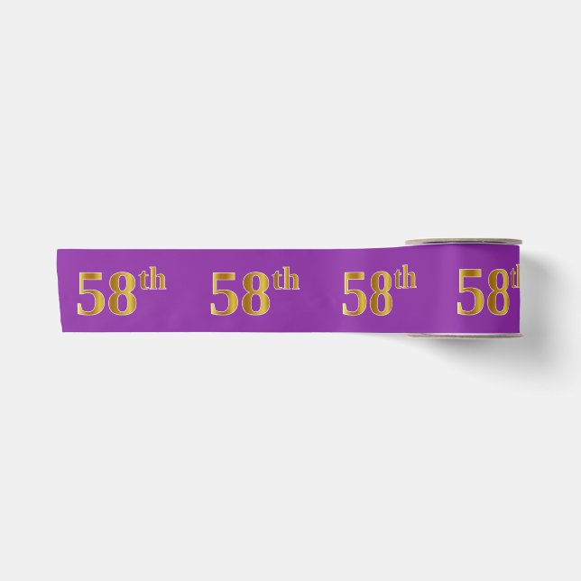 Faux/Imitation Gold "58th" Event Number (Purple) Satin Ribbon (Front)