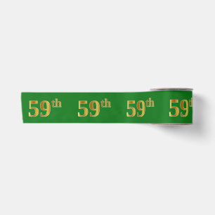 Faux/Imitation Gold "59th" Event Number (Green) Satin Ribbon