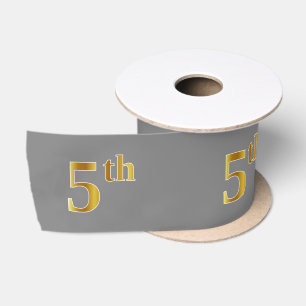 Faux/Imitation Gold "5th" Event Number (Gray) Satin Ribbon