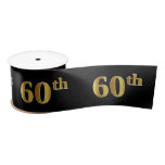 [ Thumbnail: Faux/Imitation Gold "60th" Event Number (Black) Ribbon ]