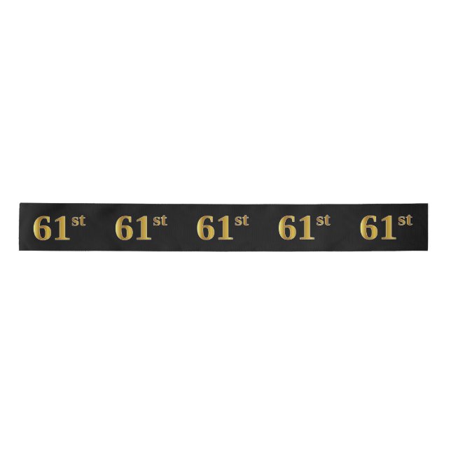 Faux/Imitation Gold "61st" Event Number (Black) Satin Ribbon (Front)