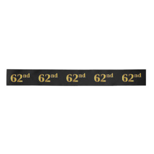 Faux/Imitation Gold "62nd" Event Number (Black) Satin Ribbon