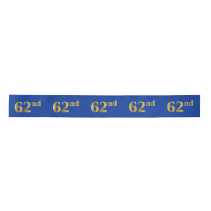 Faux/Imitation Gold "62nd" Event Number (Blue) Satin Ribbon