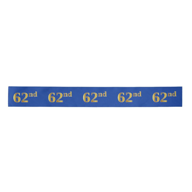 Faux/Imitation Gold "62nd" Event Number (Blue) Satin Ribbon (Front)