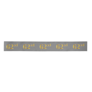 Faux/Imitation Gold "62nd" Event Number (Gray) Satin Ribbon