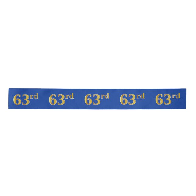Faux/Imitation Gold "63rd" Event Number (Blue) Satin Ribbon (Front)