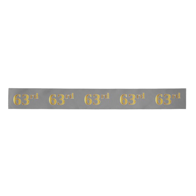 Faux/Imitation Gold "63rd" Event Number (Gray) Satin Ribbon (Front)