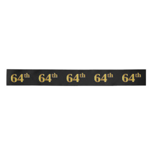 Faux/Imitation Gold "64th" Event Number (Black) Satin Ribbon