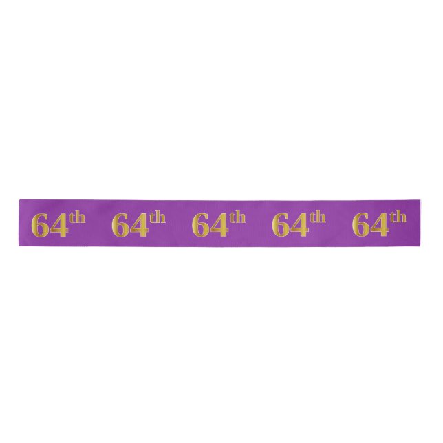 Faux/Imitation Gold "64th" Event Number (Purple) Satin Ribbon (Front)