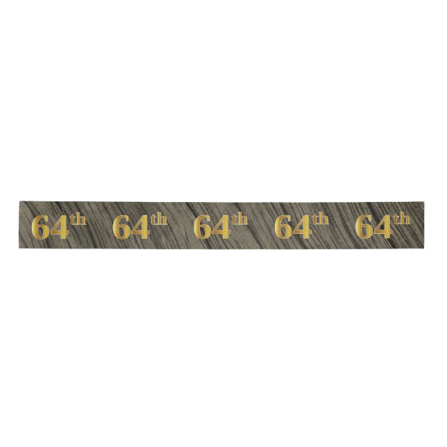 Faux/Imitation Gold "64th" Event Number (Rustic) Satin Ribbon (Front)
