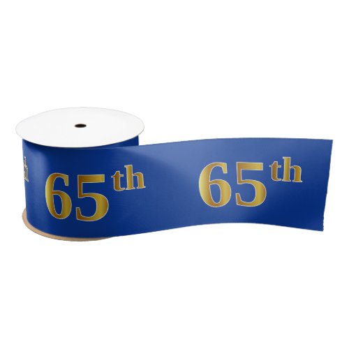 FauxImitation Gold 65th Event Number Blue Satin Ribbon