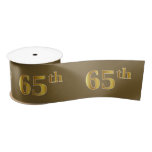 [ Thumbnail: Faux/Imitation Gold "65th" Event Number (Brown) Ribbon ]