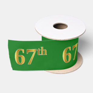 Faux/Imitation Gold "67th" Event Number (Green) Satin Ribbon