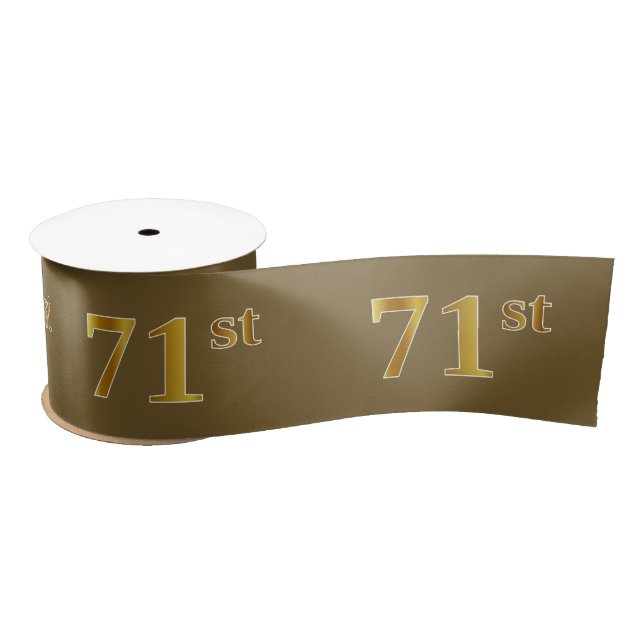 Faux/Imitation Gold "71st" Event Number (Brown) Satin Ribbon (Spool)