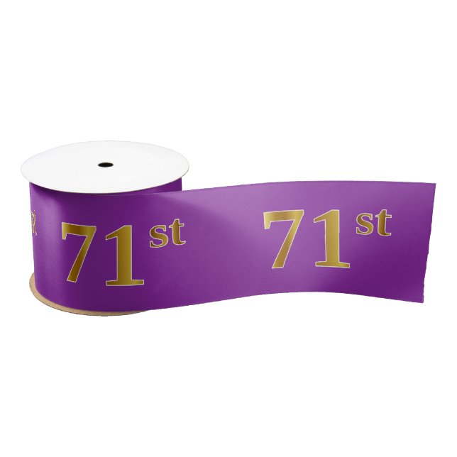 Faux/Imitation Gold "71st" Event Number (Purple) Satin Ribbon (Spool)