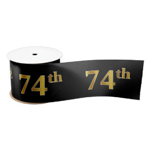 Faux/Imitation Gold "74th" Event Number (Black) Satin Ribbon