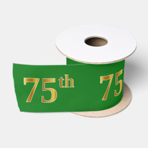 Faux/Imitation Gold "75th" Event Number (Green) Satin Ribbon