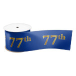[ Thumbnail: Faux/Imitation Gold "77th" Event Number (Blue) Ribbon ]