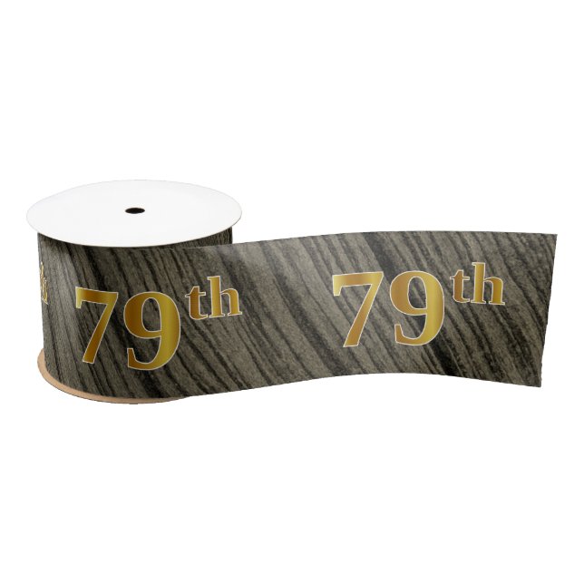 Faux/Imitation Gold "79th" Event Number (Rustic) Satin Ribbon (Spool)