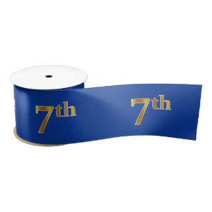 Faux/Imitation Gold "7th" Event Number (Blue) Satin Ribbon