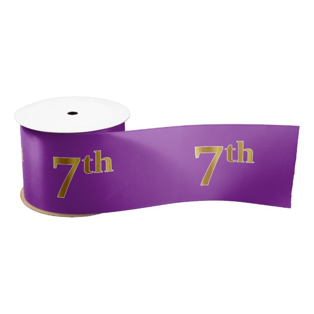 Faux/Imitation Gold "7th" Event Number (Purple) Satin Ribbon (Spool)