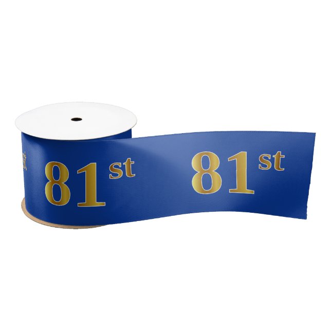 Faux/Imitation Gold "81st" Event Number (Blue) Satin Ribbon (Spool)