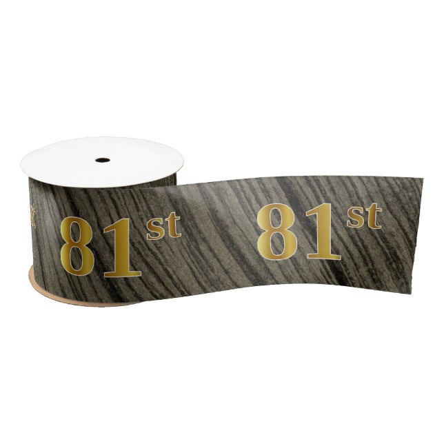 Faux/Imitation Gold "81st" Event Number (Rustic) Satin Ribbon (Spool)
